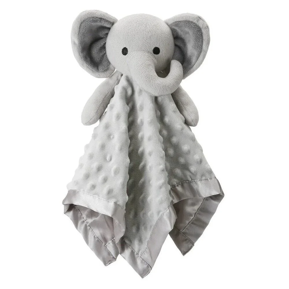 Pro Goleem Elephant Lovey Soft Security Blanket Snuggle Toy Minky Satin Trim‎